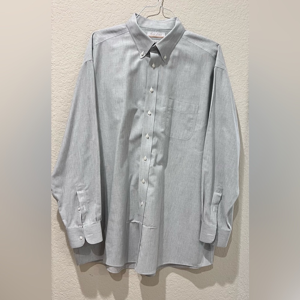 Roundtree & Yorke Gold Label anon-Iron Gray Dress Shirt | 17.5/35